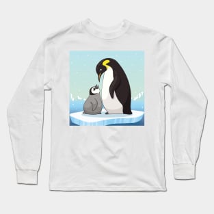 Family of penguins in cartoon style. Penguin character design. vector illustration Long Sleeve T-Shirt